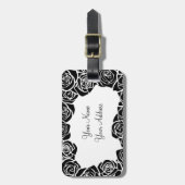 Vrouwelijke vintage zwarte rozen bagagelabel (Voorkant verticaal)