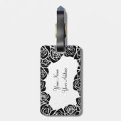 Vrouwelijke vintage zwarte rozen bagagelabel (Achterkant verticaal)