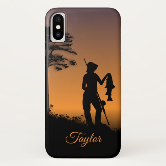 Vrouwelijke Visser Aangepaste Tekst Case-Mate iPhone Case (Achterkant)