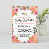 Vrouwelijke Vlinder Waterverf Bloem Baby Inzegenin Kaart (Staand voorkant)