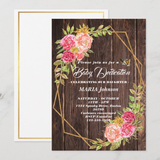 Vrouwelijke vlinder waterverf bloemendecoratie voo kaart (Voorkant / Achterkant)