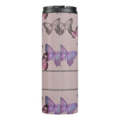 Vrouwelijke Vlinders en Monogram - Dusty Pink Thermosbeker (Achterkant)