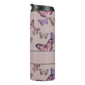 Vrouwelijke Vlinders en Monogram - Dusty Pink Thermosbeker (Geroteerd rechts)