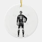 Vrouwelijke voetbalkeeper keramisch ornament (Voorkant)