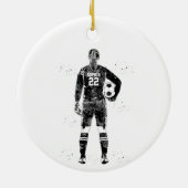 Vrouwelijke voetbalkeeper keramisch ornament (Achterkant)