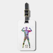 Vrouwelijke voetballer bagagelabel (Voorkant verticaal)