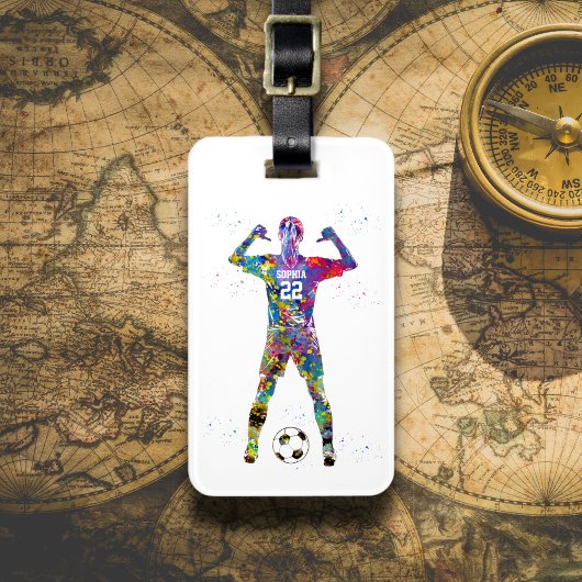 Vrouwelijke voetballer bagagelabel