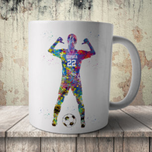 Vrouwelijke voetballer koffiemok