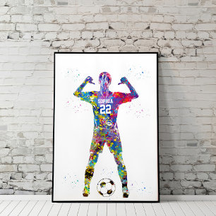 Vrouwelijke voetballer poster