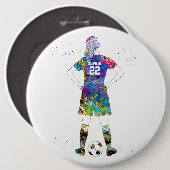 Vrouwelijke voetballer ronde button 6,0 cm (Voorkant /achterkant)