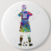 Vrouwelijke voetballer ronde button 6,0 cm (Voorkant)