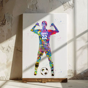 Vrouwelijke Voetbalspeler Canvas Afdruk
