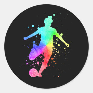Vrouwelijke Voetbalspeler Vrouwelijke Atleet Regen Ronde Sticker