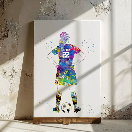 Vrouwelijke Voetbalster Canvas Afdruk