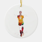 Vrouwelijke Voetbalster Keramisch Ornament (Voorkant)