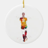 Vrouwelijke Voetbalster Keramisch Ornament (Achterkant)