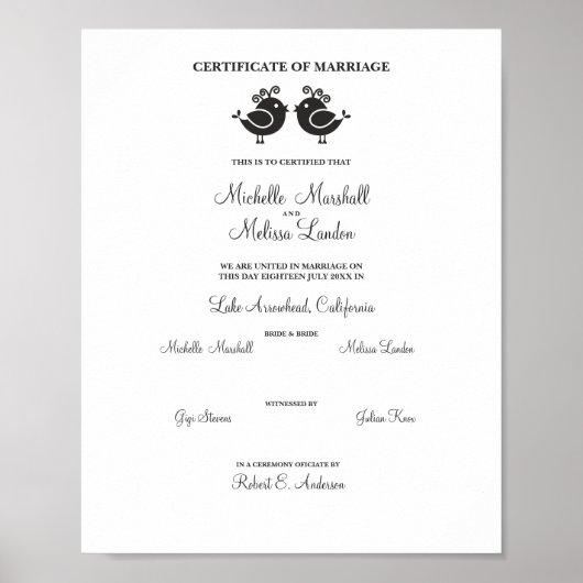 Vrouwelijke Vogels Koppelen in het Zwart Poster (Voorkant)