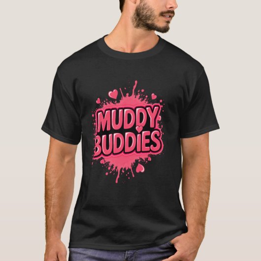 Vrouwelijke vrienden Modderige modderloop Modderre T-shirt (Voorkant)