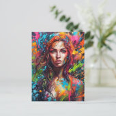 Vrouwelijke vrouw in schilderij briefkaart (Staand voorkant)