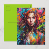 Vrouwelijke vrouw in schilderij briefkaart (Voorkant / Achterkant)