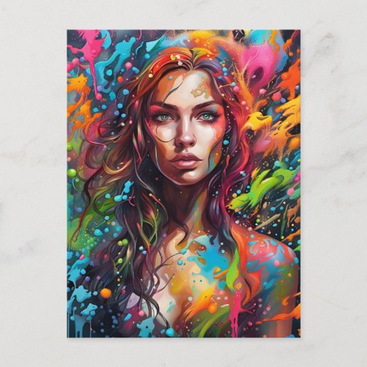 Vrouwelijke vrouw in schilderij briefkaart (Voorkant)