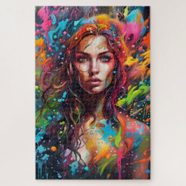 Vrouwelijke vrouw in schilderij legpuzzel