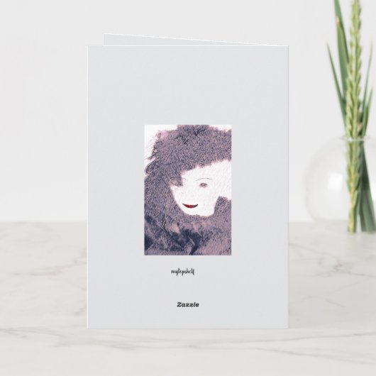 Vrouwelijke vrouwelijke roze veren schoonheid kaart (Achterkant)