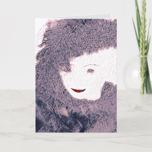 Vrouwelijke vrouwelijke roze veren schoonheid kaart (Voorkant)