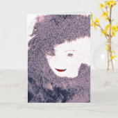 Vrouwelijke vrouwelijke roze veren schoonheid kaart (Gele Bloem)