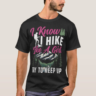 Vrouwelijke Wandelaar Wandelend Meisje Retro Vinta T-shirt