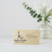 Vrouwelijke wandelhond | houtnerf visitekaartje (Staand voorkant)