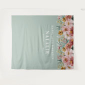 Vrouwelijke waterverf bloem 30e verjaardag blauw c wandkleed (Voorkant (horizontaal))