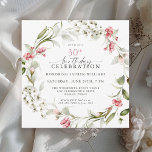 Vrouwelijke Waterverf Bloemen 30ste Verjaardagsfee Kaart<br><div class="desc">Deze unieke vierkant 30e verjaardagsfeestuitnodiging heeft delicate waterverf voorjaarsbloesems en wilde bloemen die de jouw tekst in een krans omringen. Kleuren omvatten tinten roze van pastel tot levendig diep roze, samen met beige bloemen en kruidig groen. Personaliseer de tekst sjabloon met uw gegevens. U kunt de titel wijzigen in "Verjaardagsfeest",...</div>