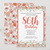 Vrouwelijke Waterverf Bloemen 86e Verjaardagsfeest Kaart (Voorkant / Achterkant)