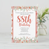 Vrouwelijke Waterverf Bloemen 88ste Verjaardagsfee Kaart (Staand voorkant)