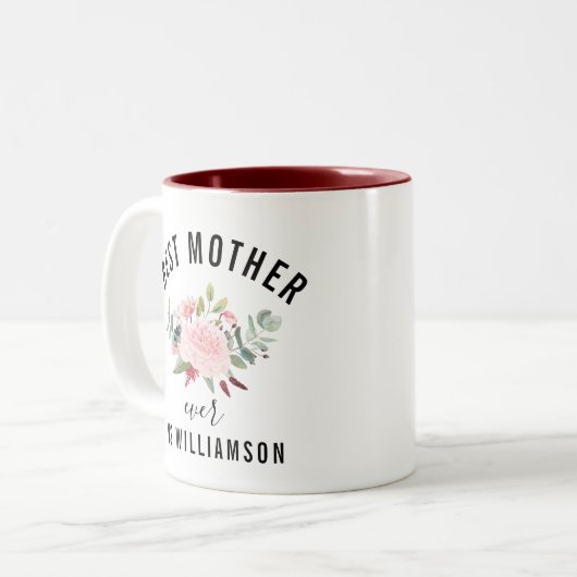 Vrouwelijke Waterverf Bloemen Beste Moeder Ooit Sc Tweekleurige Koffiemok (Voorkant links)
