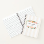 Vrouwelijke Waterverf Bloemen en Strepen Notitieboek (Binnen)