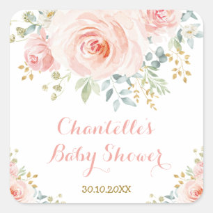 Vrouwelijke Waterverf Bloemrozen Bedankkaartjes Vierkante Sticker