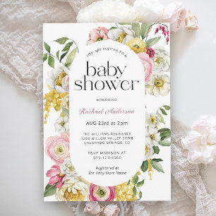 Vrouwelijke Waterverf Floral Meisje Baby shower Kaart