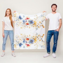 Vrouwelijke Waterverf florale fleece Deken