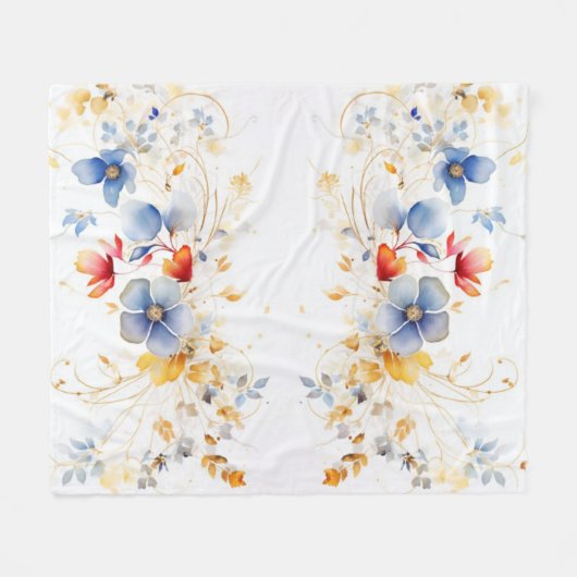Vrouwelijke Waterverf florale fleece Deken (Voorkant (Horizontaal))