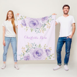 Vrouwelijke Waterverf Paarse Rozen Baby Girl Nurse Fleece Deken
