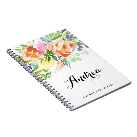 Vrouwelijke Waterverf Perziken gepersonaliseerd Notitieboek (Rechterzijde)