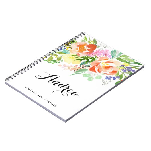 Vrouwelijke Waterverf Perziken gepersonaliseerd Notitieboek (Linkerzijde)