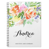 Vrouwelijke Waterverf Perziken gepersonaliseerd Notitieboek (Voorkant)