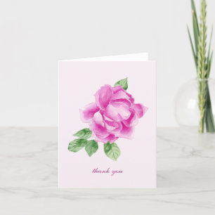 Vrouwelijke Waterverf Pink Rose Bedankkaart