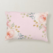 Vrouwelijke waterverf roze rozen babykamer decor accent kussen (Achterkant)