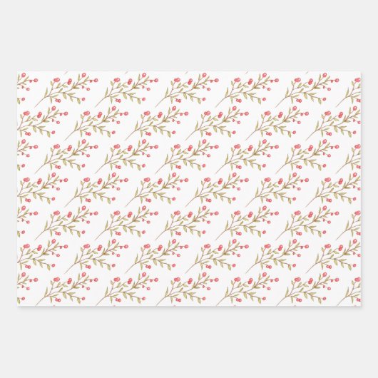 Vrouwelijke Waterverf Rozen Assorted Inpakpapier Vel (Voorkant 3)