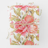 Vrouwelijke Waterverf Rozen Assorted Inpakpapier Vel (In situ)