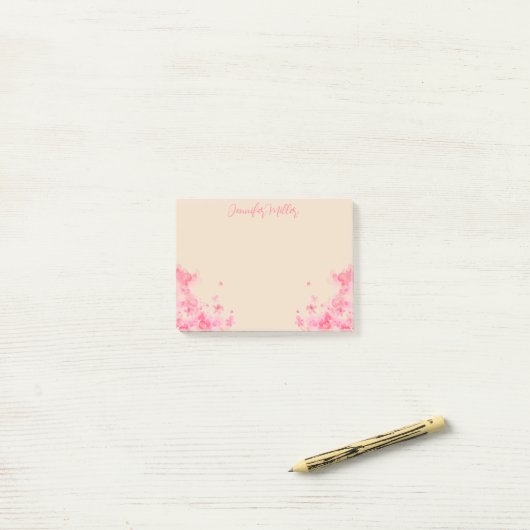 Vrouwelijke waterverf Sakura japanse bloemen Post-it® Notes (Op bureau)